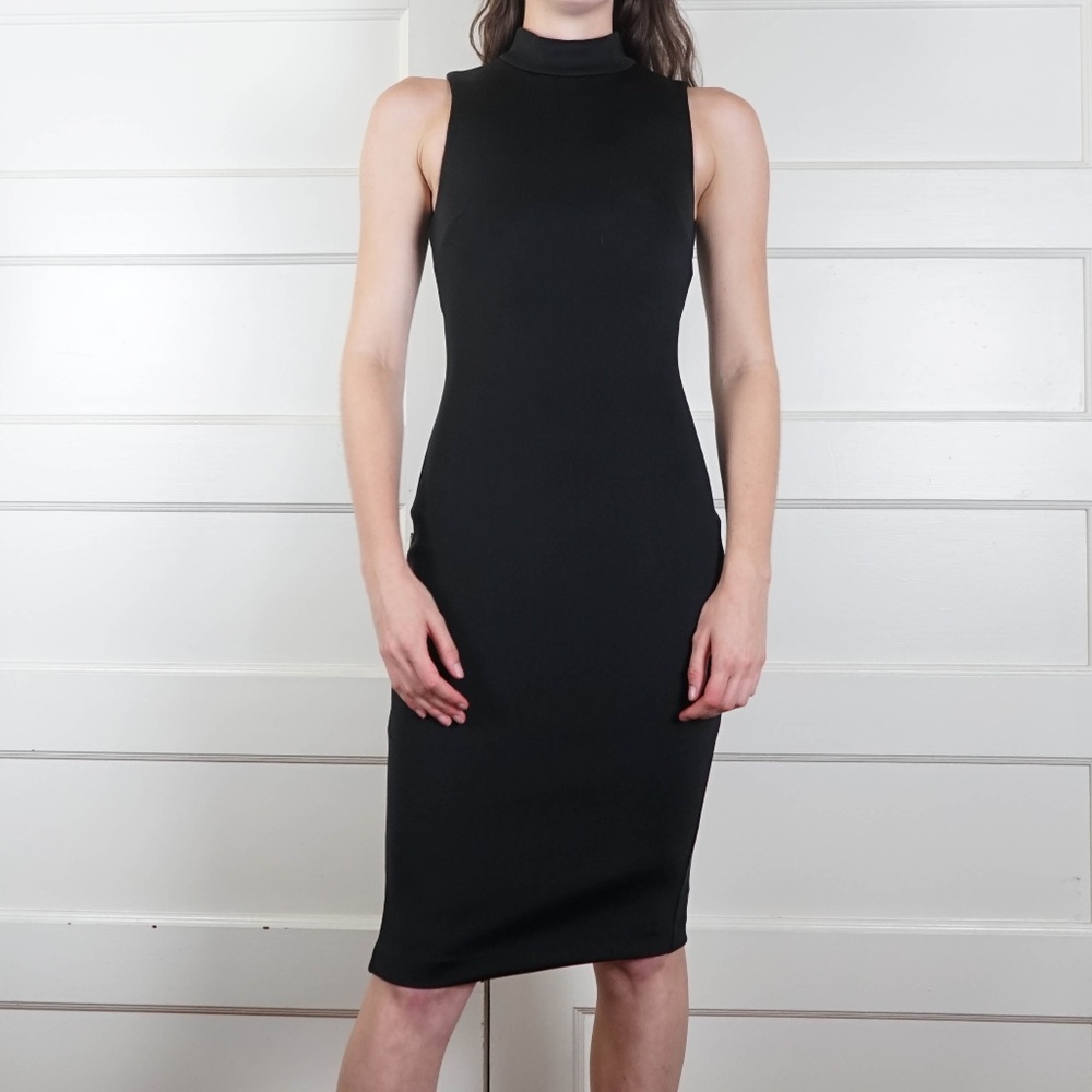 Sleek Neoprene Turtleneck Dress